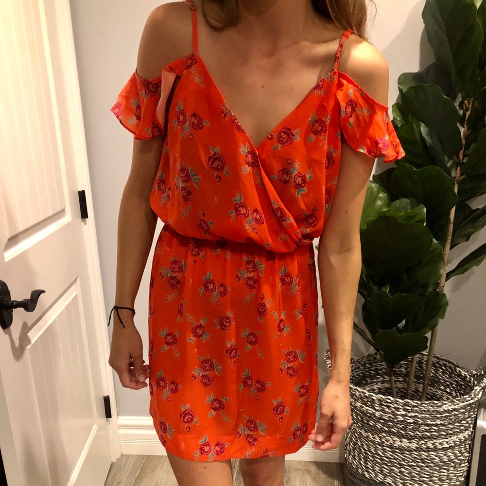 Sofia by Vix Orange Floral Candice Dress Sz Small